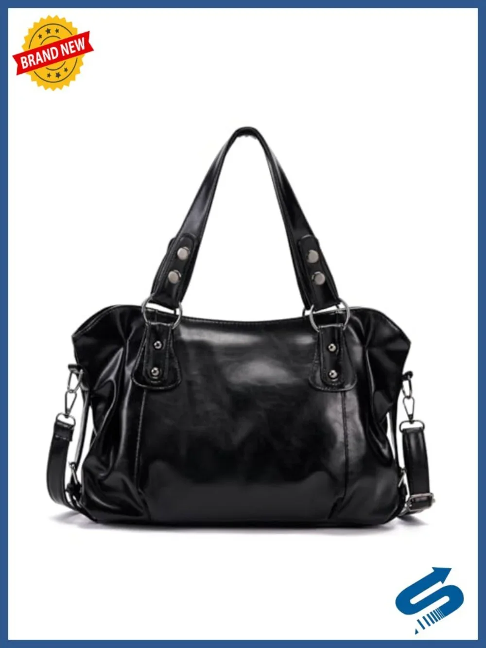 Retro Y2K PU Leather Medium Satchel Tote Crossbody Shoulder Handbag